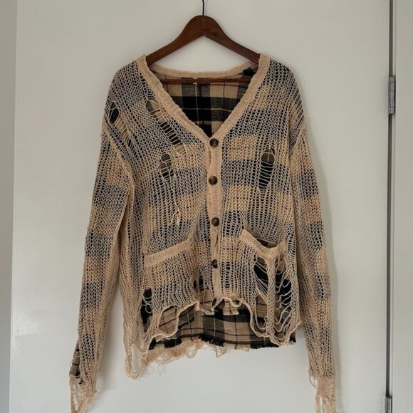 NWT Womens R13 distressed open-knit cardigan Size M - Picture 1 of 6